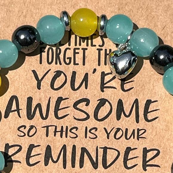 Stone Bracelet New You are Awesome Positive Affirmation Stretches Gift Present - Picture 2 of 3